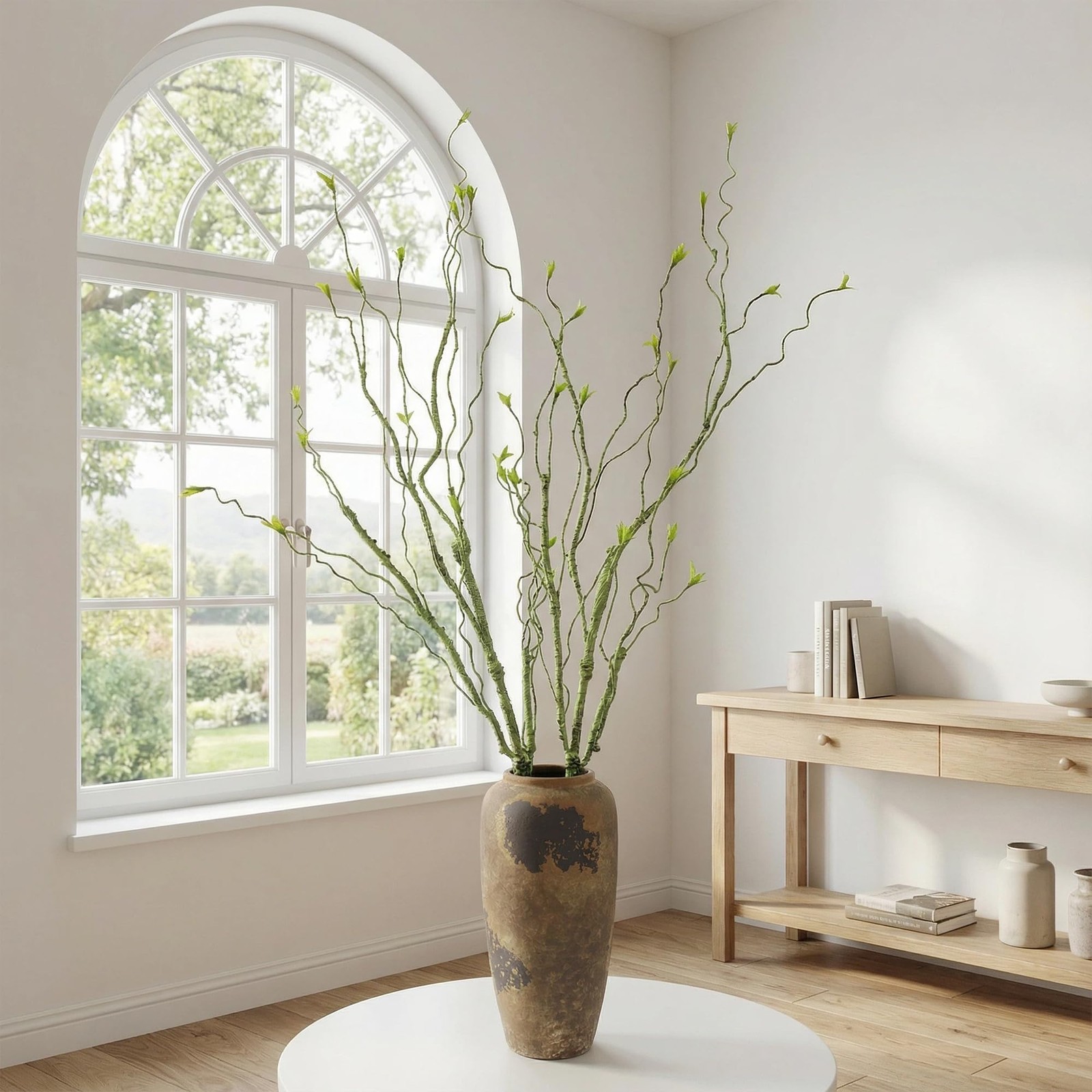 2 PCS Light Green 49 Inch Bendable Artificial Leaves Fake Hanging Plants