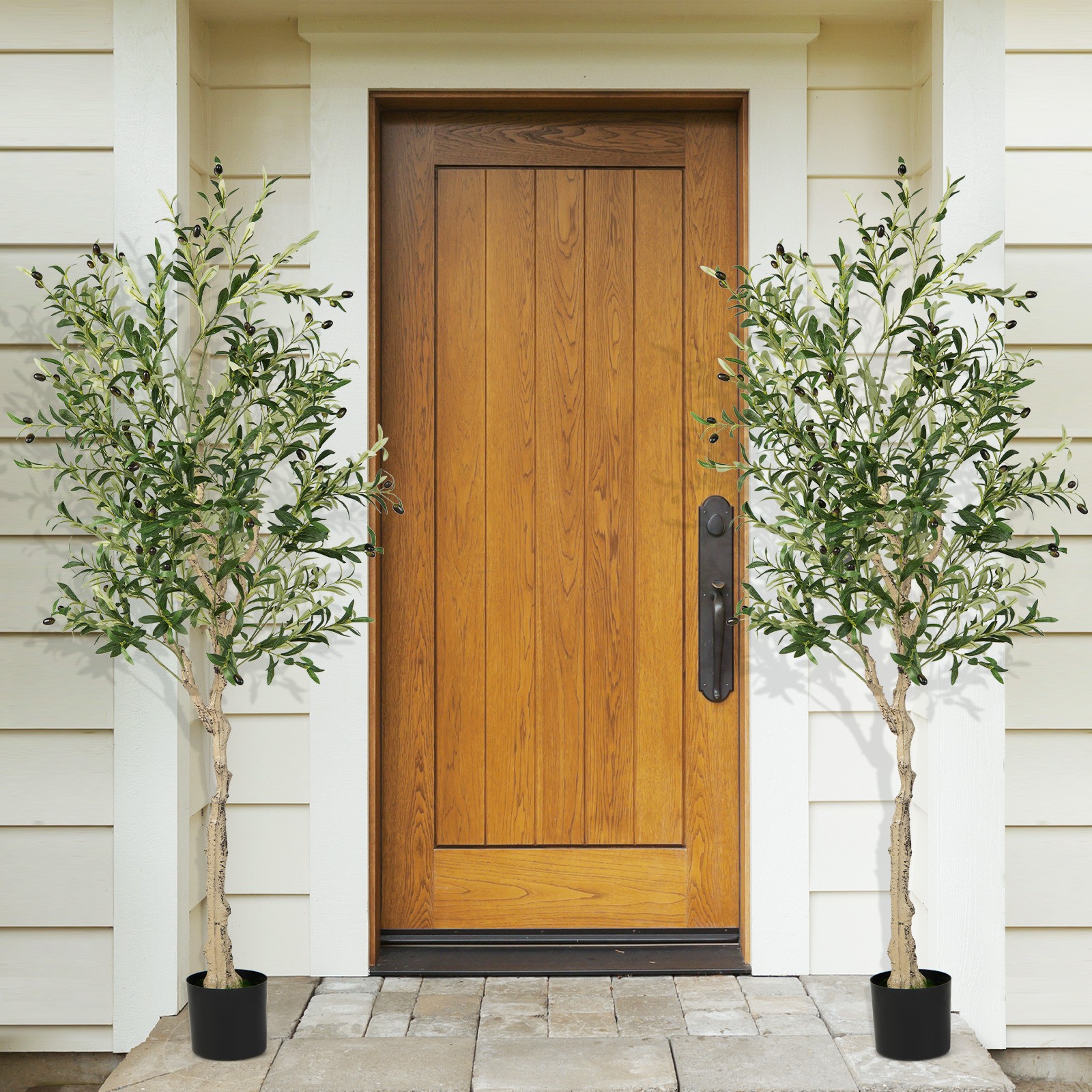 RENATONE 2-Pack Artificial Olive Tree 6 FT Tall Faux Olive Plants