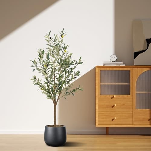 Artificial Fake Olive Tree 4FT TallPack Faux Silk Olive Tree for Home 4ft 1