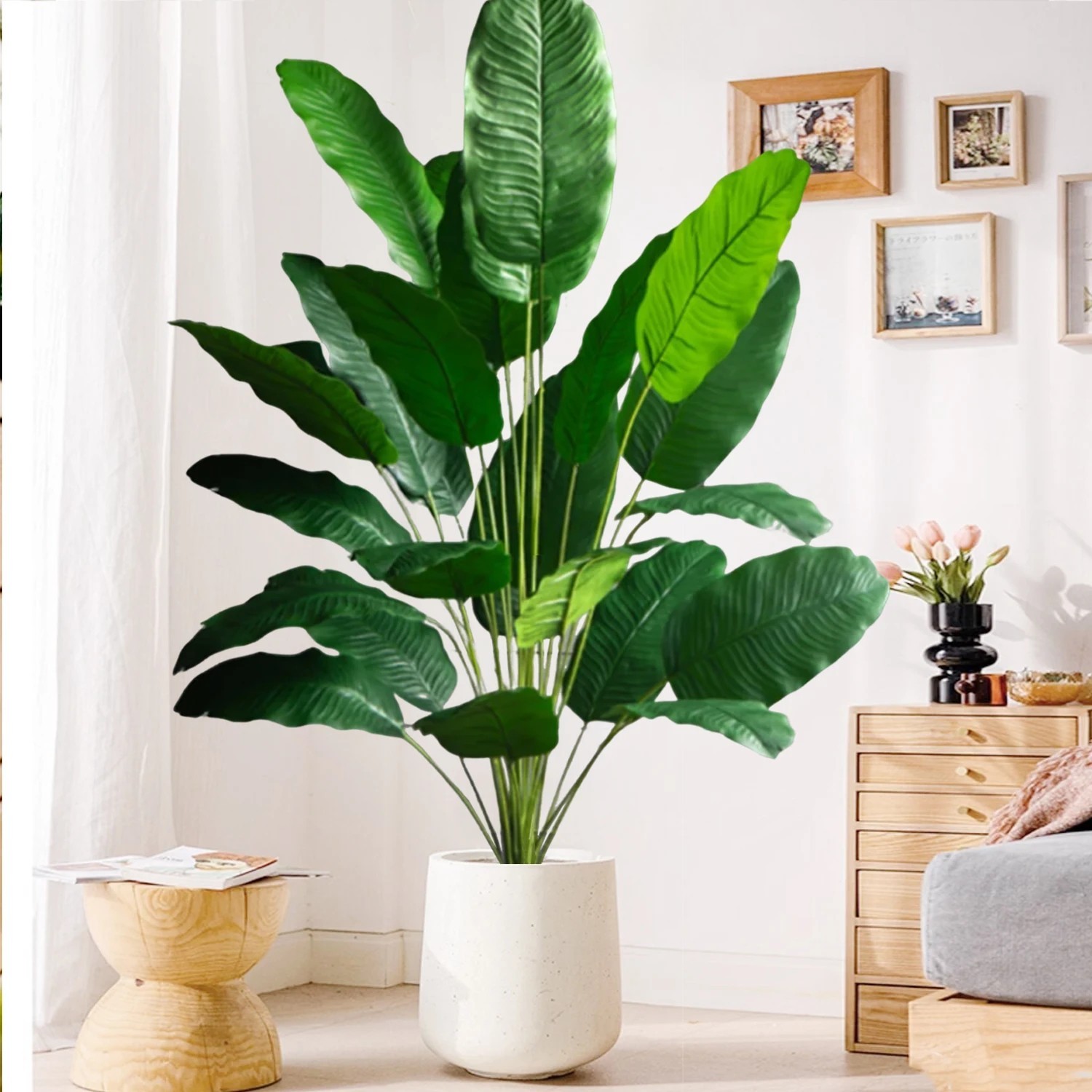 Large Artificial Tropical Plant Real Touch Palm Leaves For Home Indoor Decor