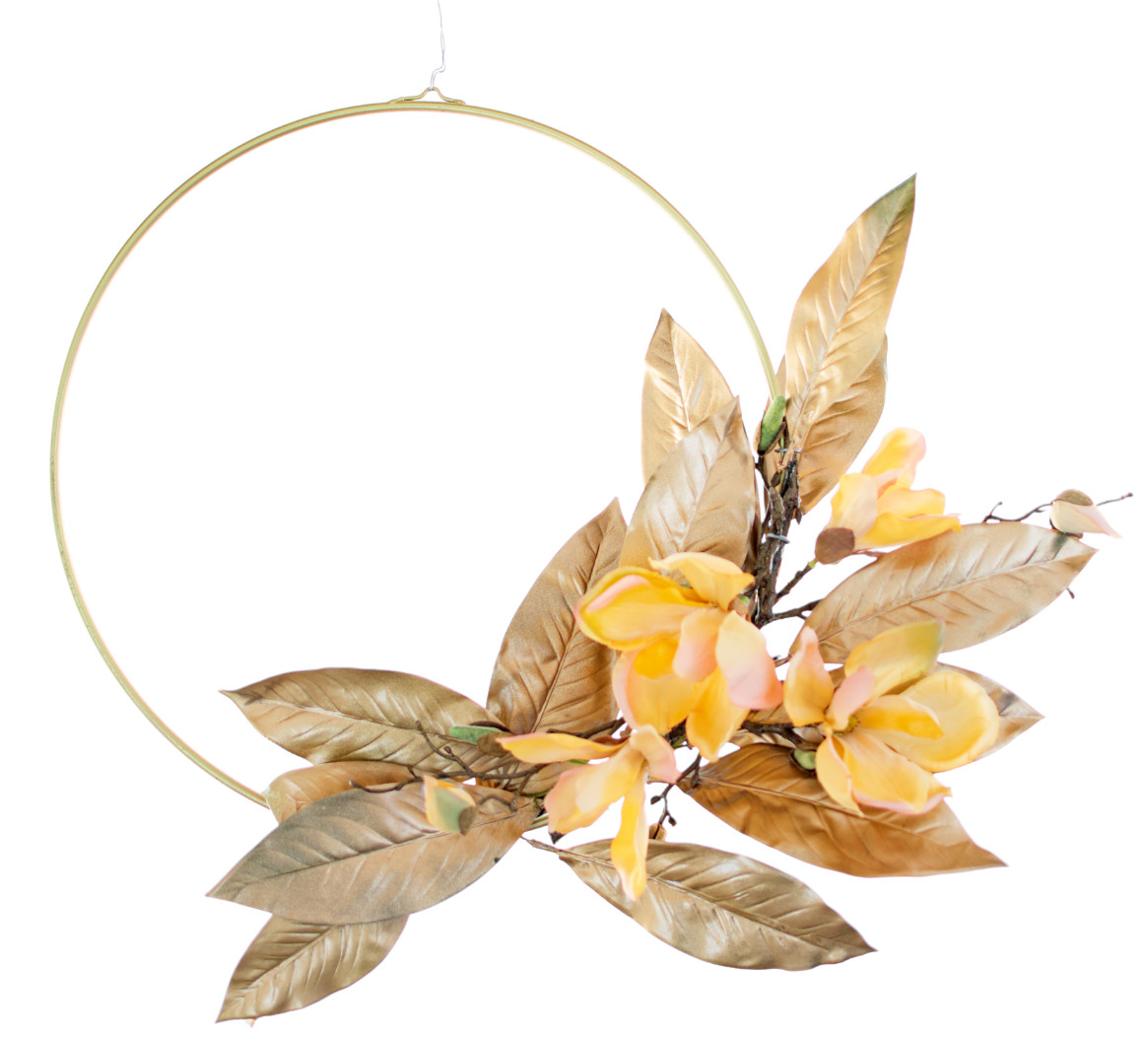 Floral Door Wreath Rustic Home Decor Country Cottage Style Gold Hanging Wreath