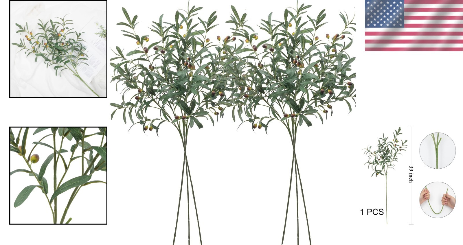 Long Greenery Stems Faux Olive Tree Branches