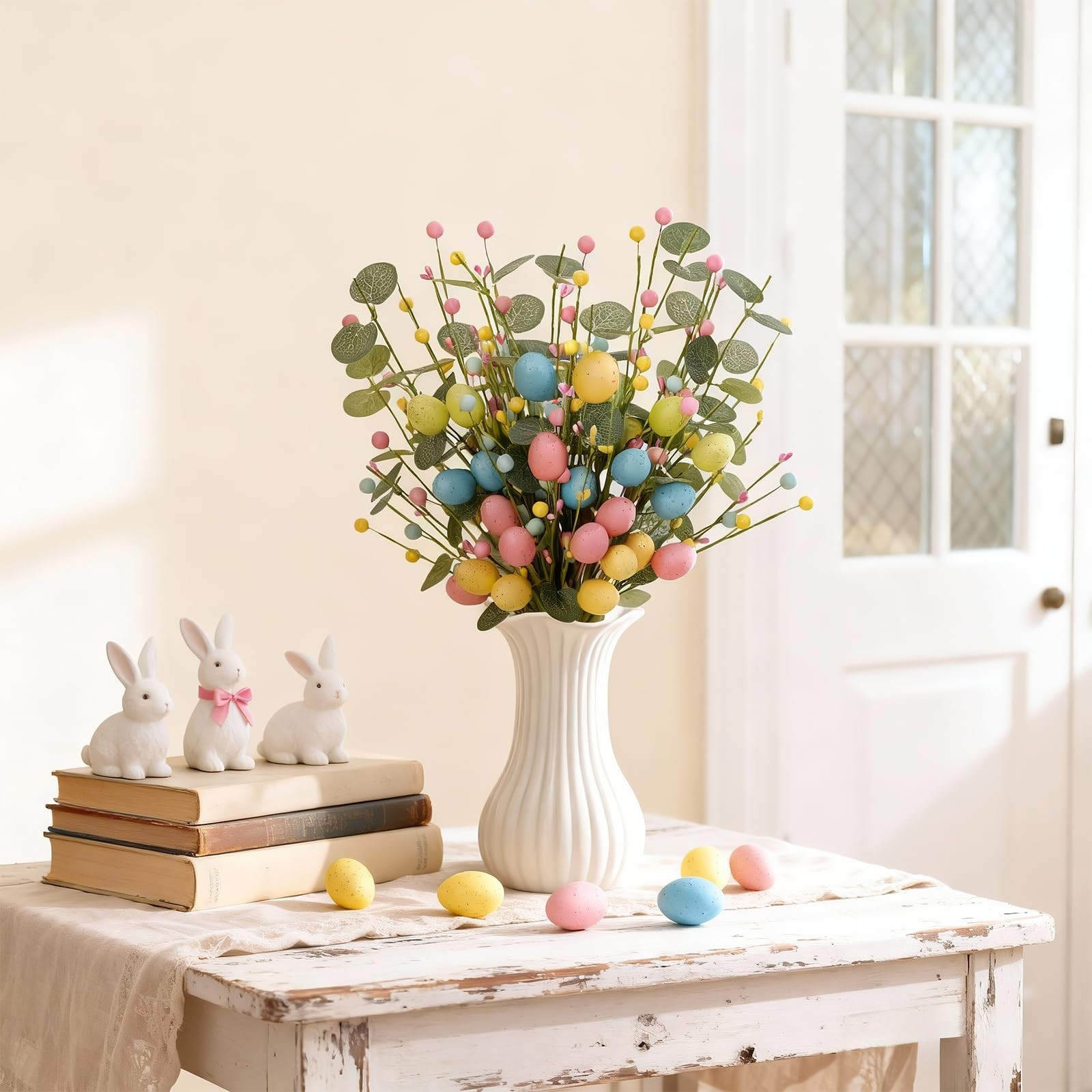 Artificial Easter Stems 6 Pack Easter Picks Stems 17 Inch Egg Picks with Colo…