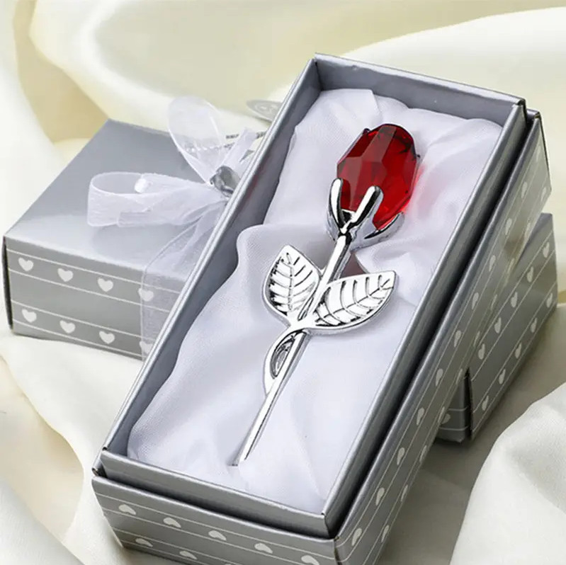 Eternal Red Rose Glass Flower, Silver Stem w/ Box -Anniversary, Valentine’s Gift