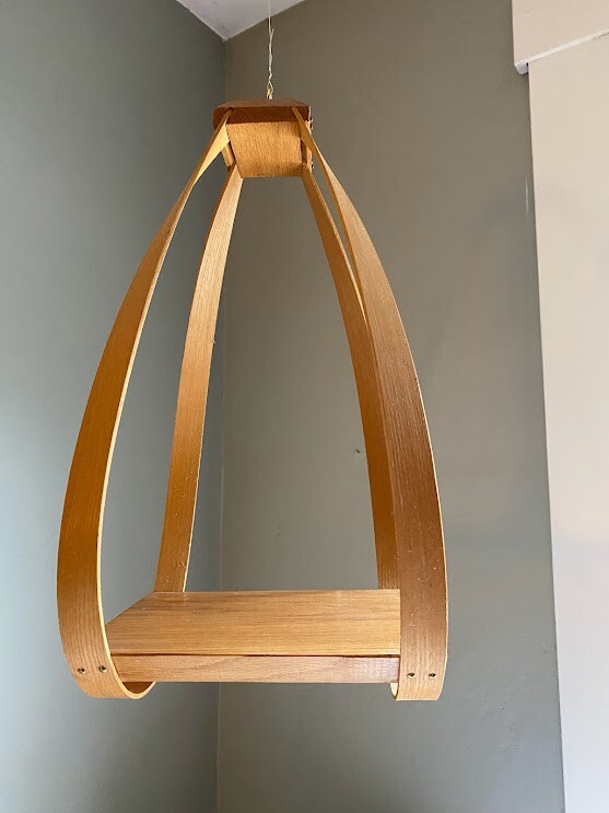 Bentwood Teardrop Hanging Wood Plant Planter Stand Shelf mcm mid century modern 