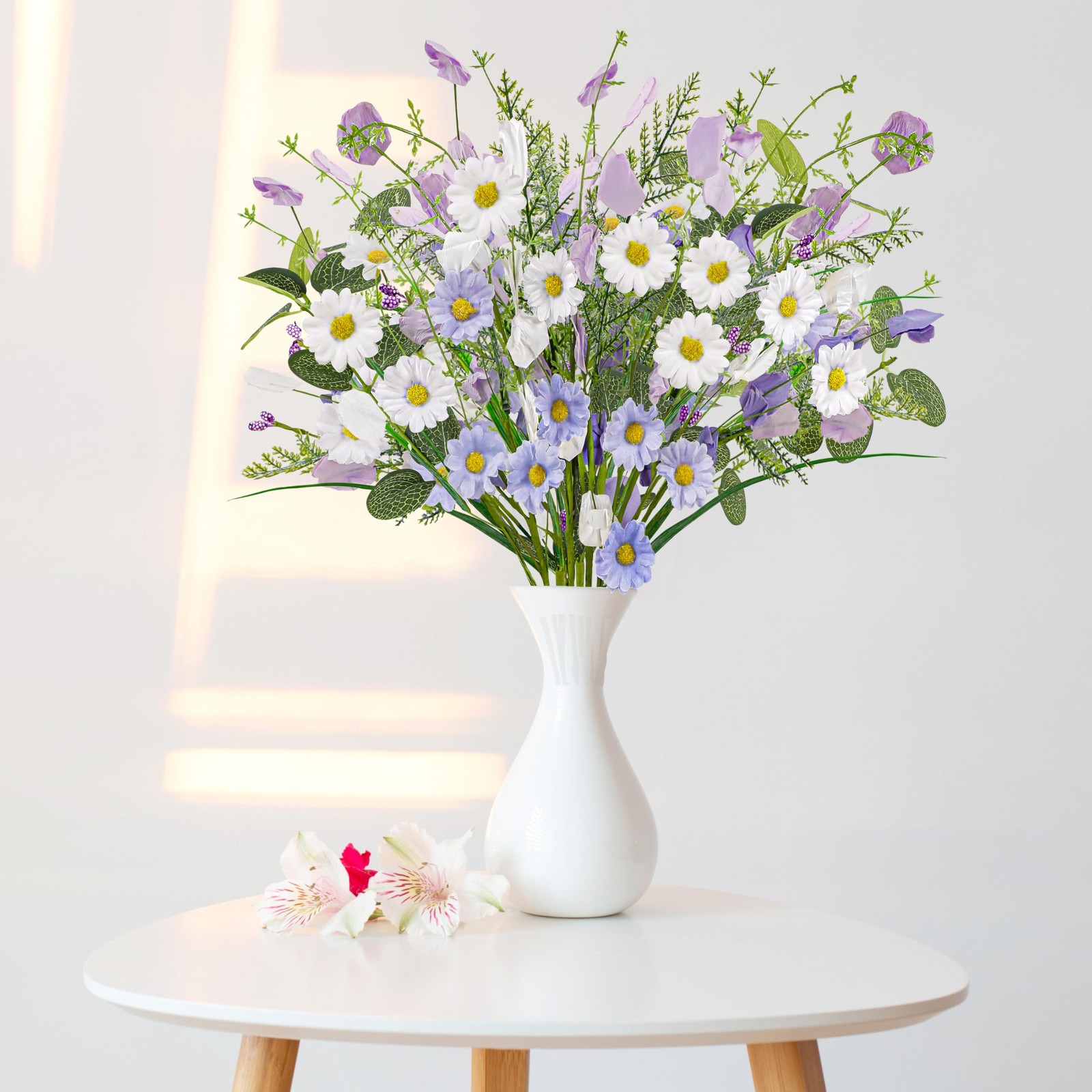 8 Bundles Spring Artificial Fake Flowers Decor – Faux Silk Wildflower Bouquet…