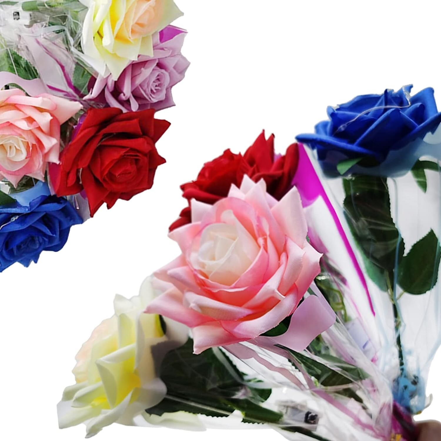 5 Pack LED Artificial Rose Flower 3 Flashing Modes Light Rose Colorful You Room