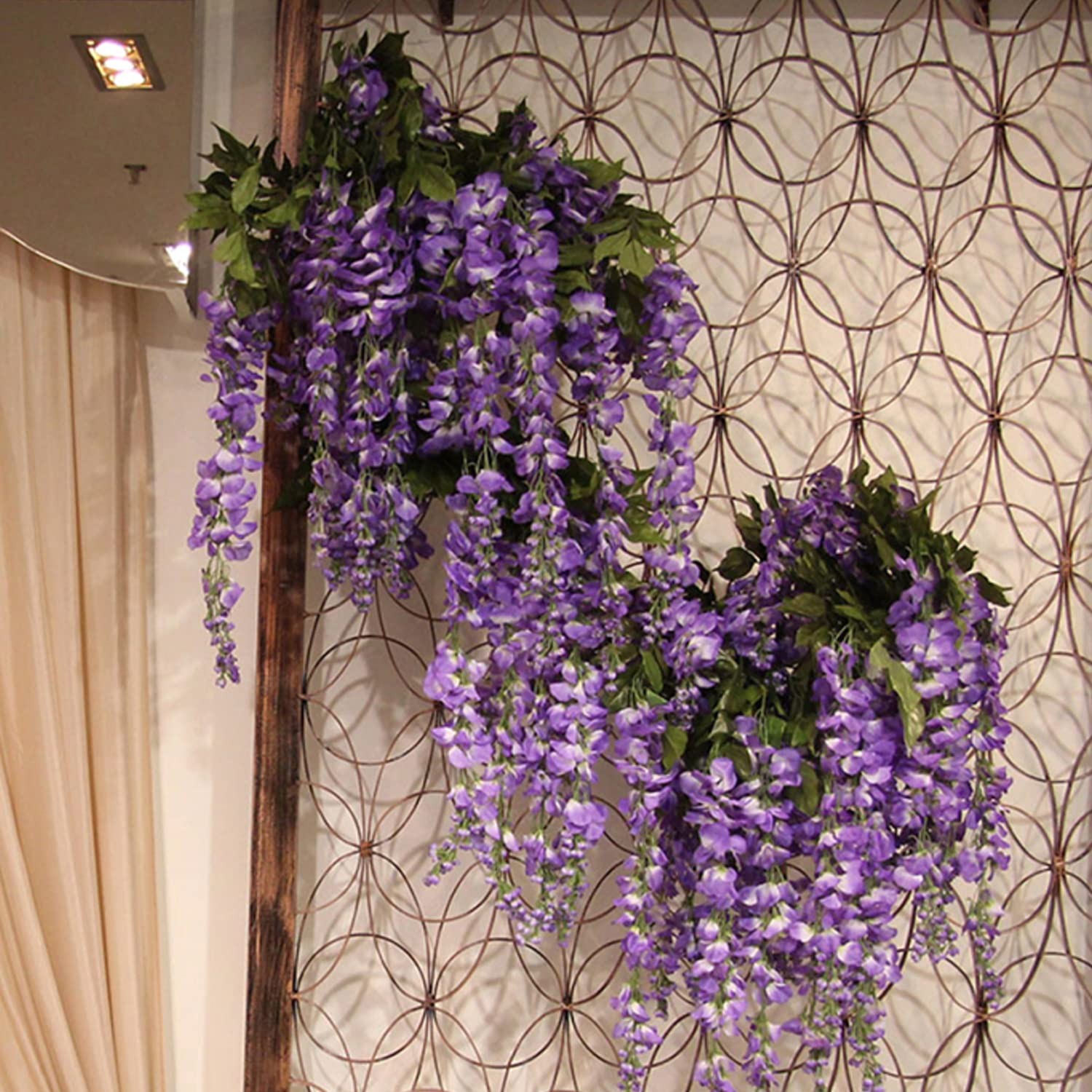 Wisteria Hanging Flowers 24 Pack Artificial Flowers Fake Wisteria Vine Rattan…