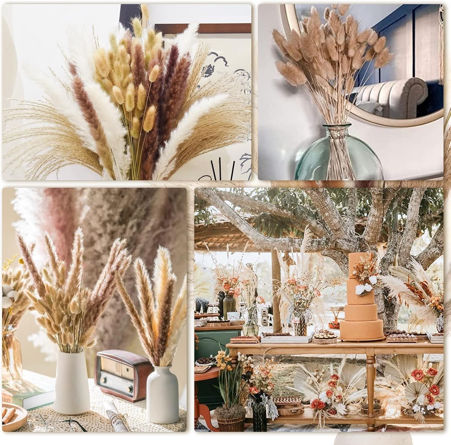 18″ Dried Pampas Grass & Bunny Tail Grass – Perfect for Rustic Fall Arrangements