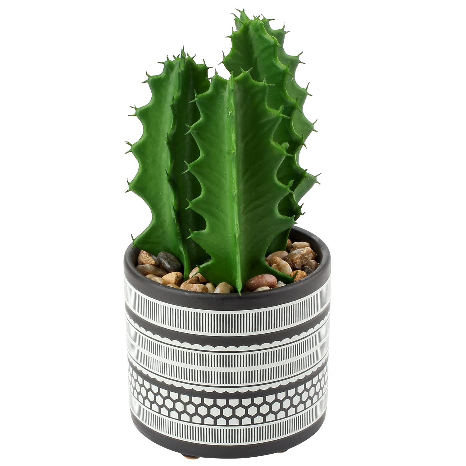Artificial Cactus Plant Realistic Mini Faux Succulents in Pots Black Ceramic …
