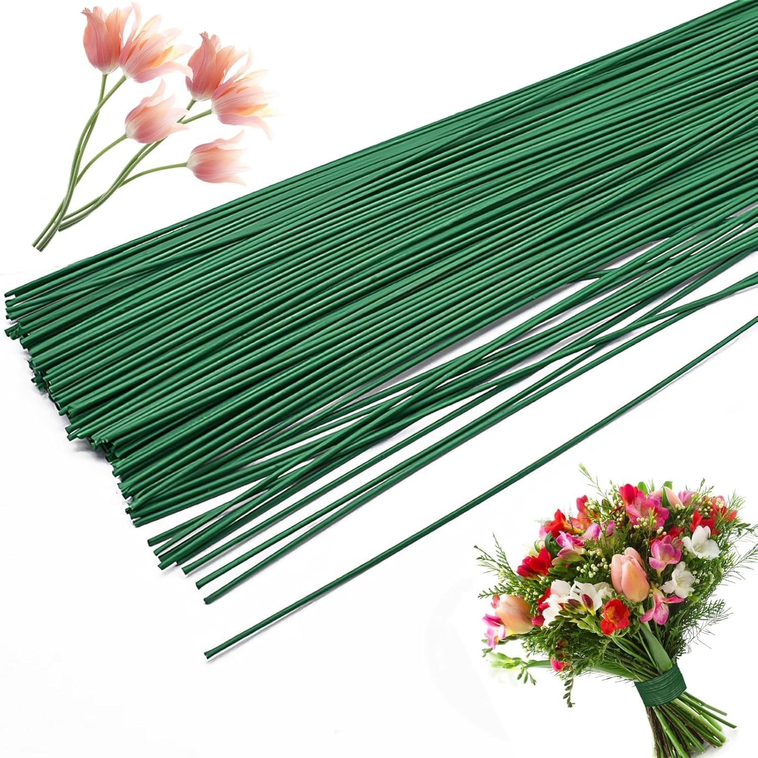 200 PCS 22 Gauge Dark Green Floral Wire – Perfect for DIY Crafts & Arrangements