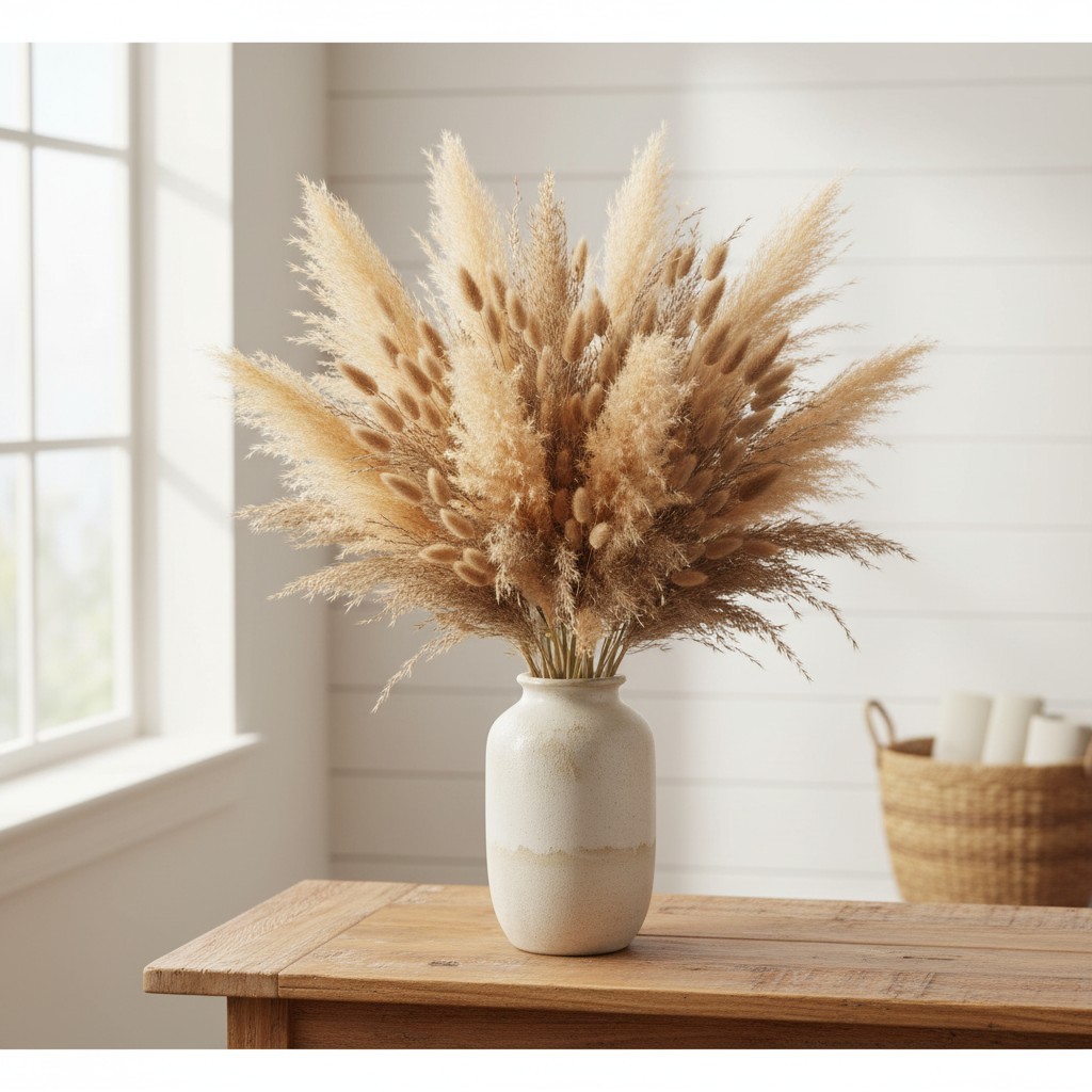 Fluffy Dried Pampas Grass & Bunny Tails Bundle – Perfect for Cozy Home Decor