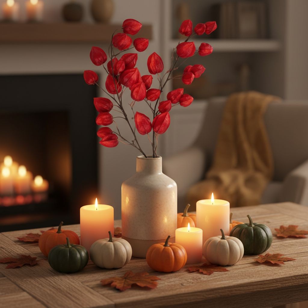 Red Burgundy Chinese Lantern Stems Faux Fall Branches Artificial Physalis 36 Inc