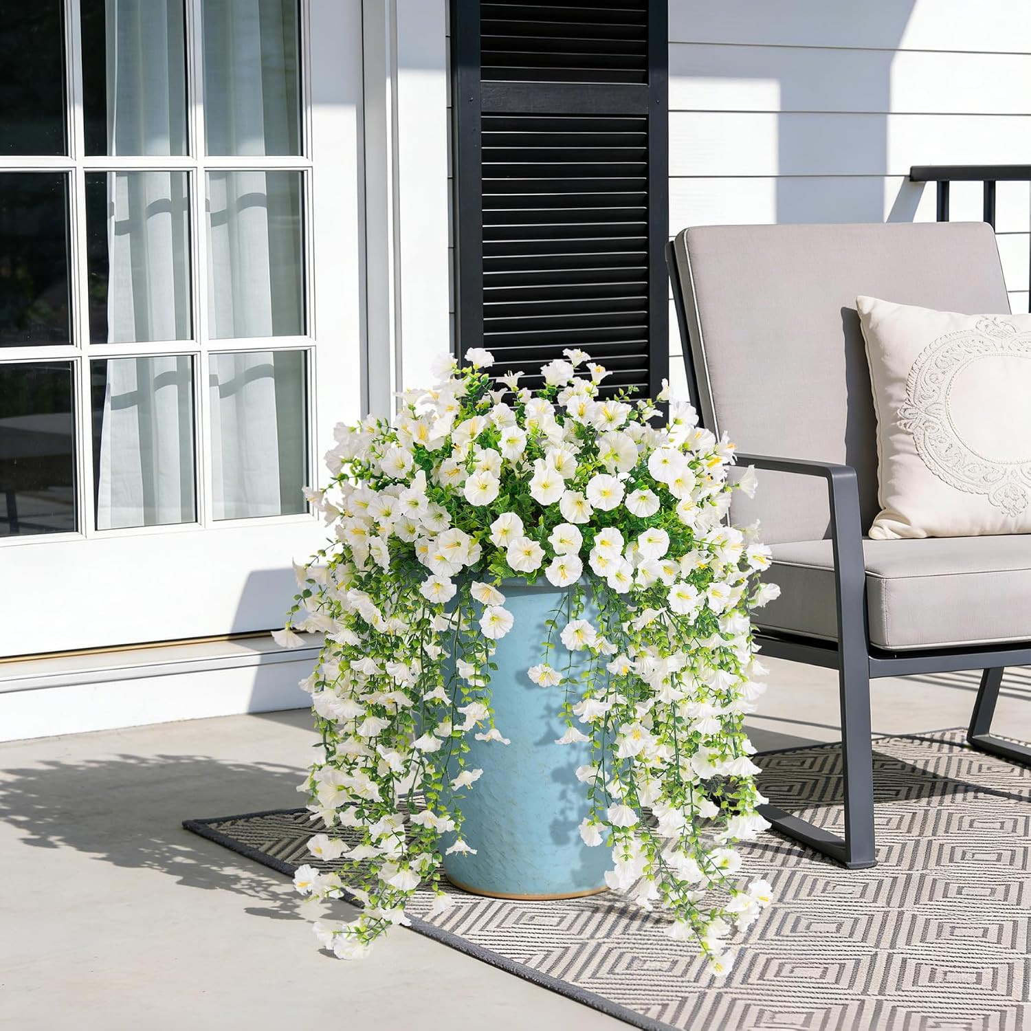 Fake Artificial Hanging Morning Glory Flowers for Outdoor Planters Porch Pation