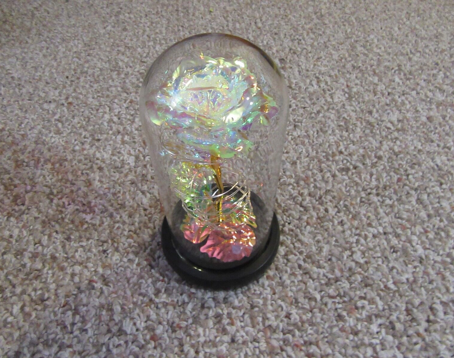 Love Forever Galaxy Crystal Colorful Light Up Rose in Glass Dome