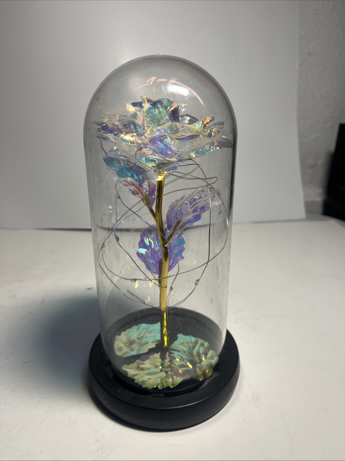 Galaxy Rose Crystal Light Up Flower Glass Dome Mothers Valentines Day Gifts