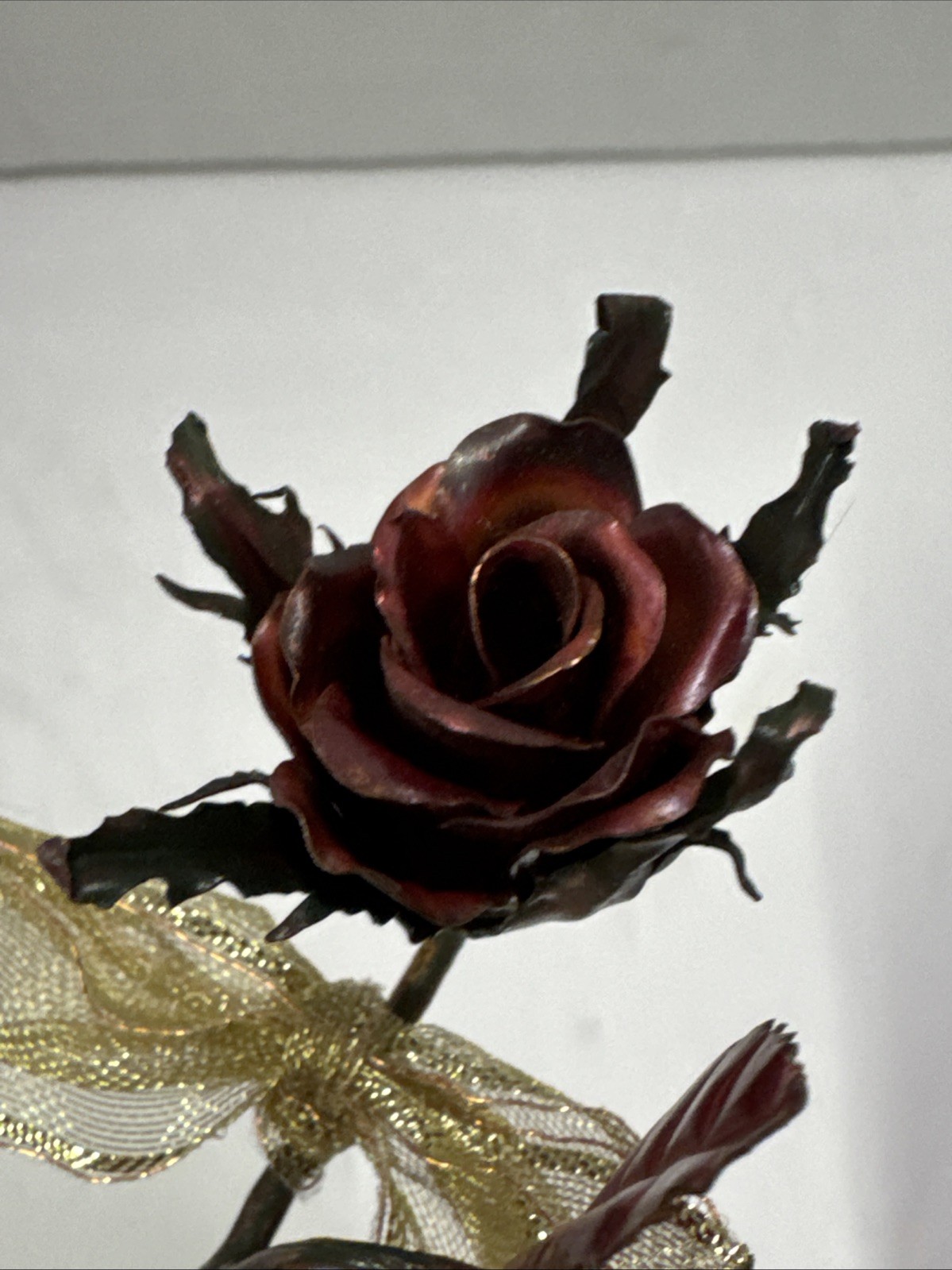 Bronze Lacquer Dipped L Trimmed Forever Rose 4.5” (c)