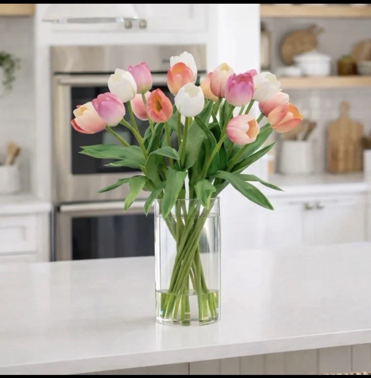 TULIPS FAUX ARTIFICIAL FLOWER FLORAL ARRANGEMENT SILK FLOWERS VASE NEW 20”