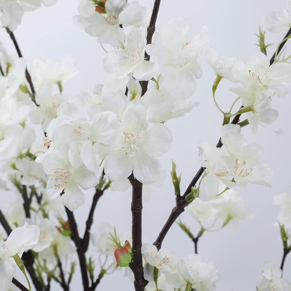4Pcs 41.4″ Artificial Cherry Blossom Branches for Home Wedding Decor – White