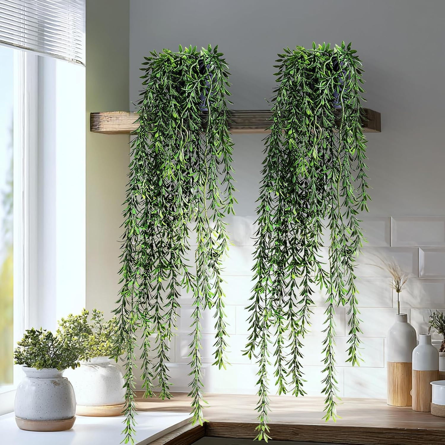 Artificial Hanging Plant 2 Pcs Faux Plant Ivy Vine Faux Eucalyptus Vines Fake Po