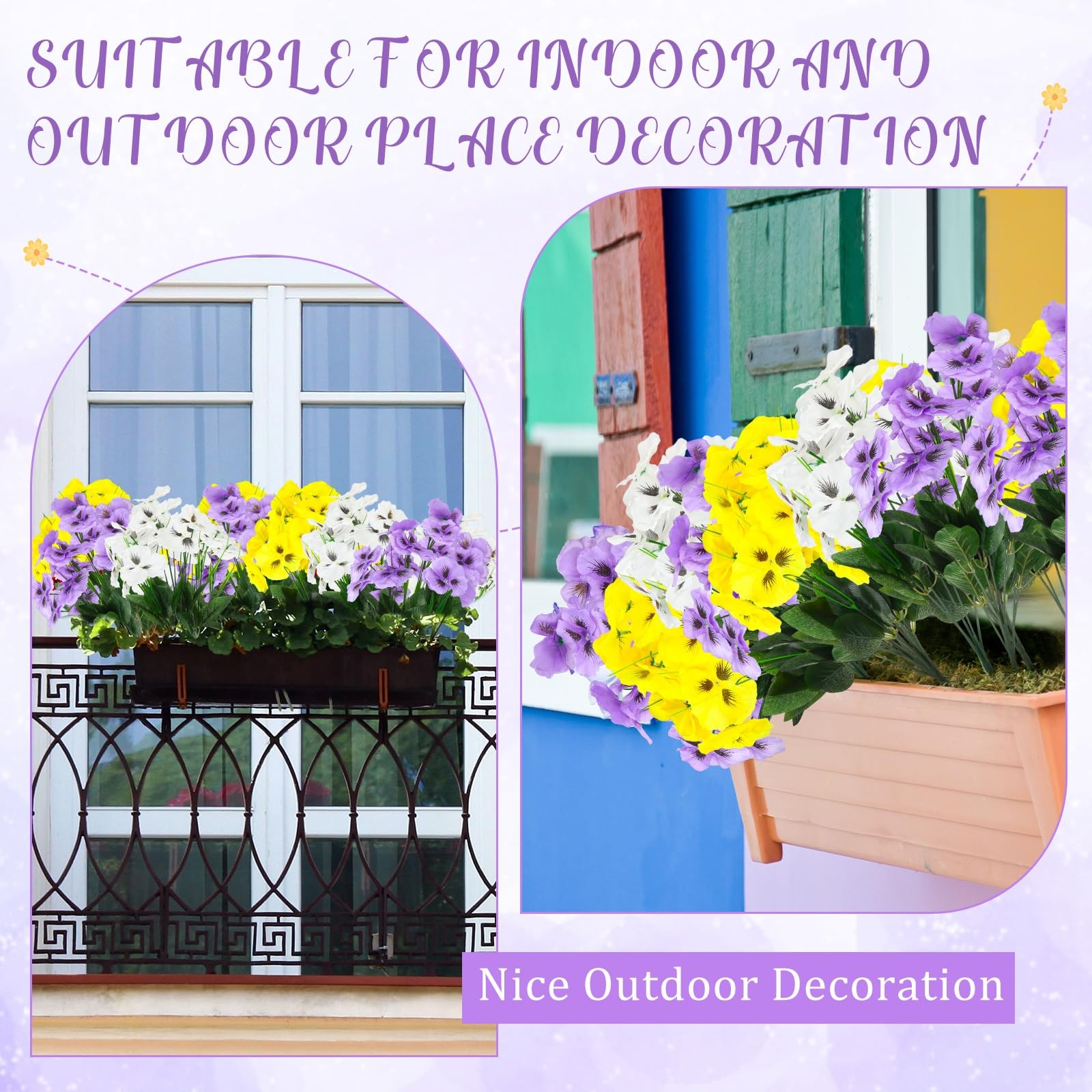 50 Pcs Artificial Pansies Flowers Silk Faux Pansy Bulk for Home Garden Patio …