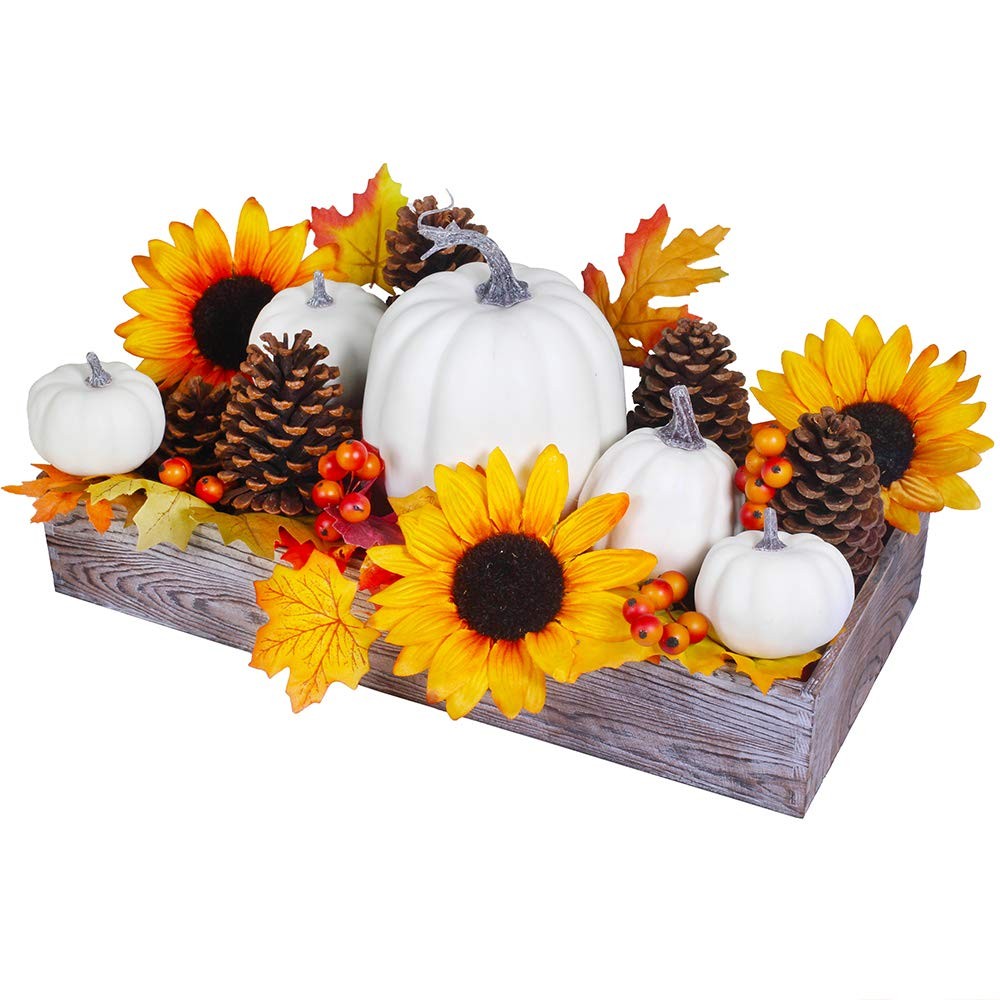 Bulk Assorted Artificial White Pumpkins Fall Centerpiece Artificial Maple Lea…
