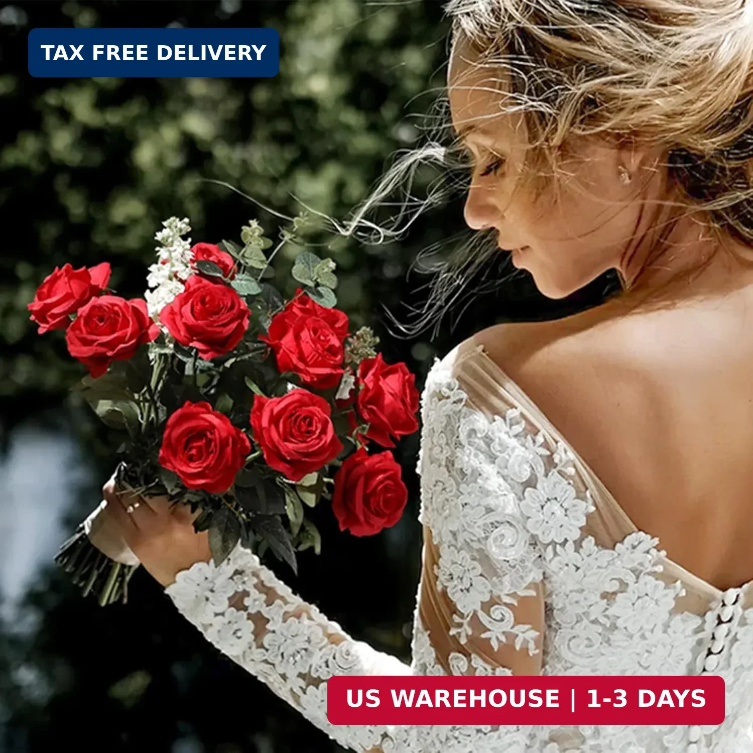 Hawesome 12PCS Artificial Silk Flowers Realistic Roses Bouquet Long Stem for Hom