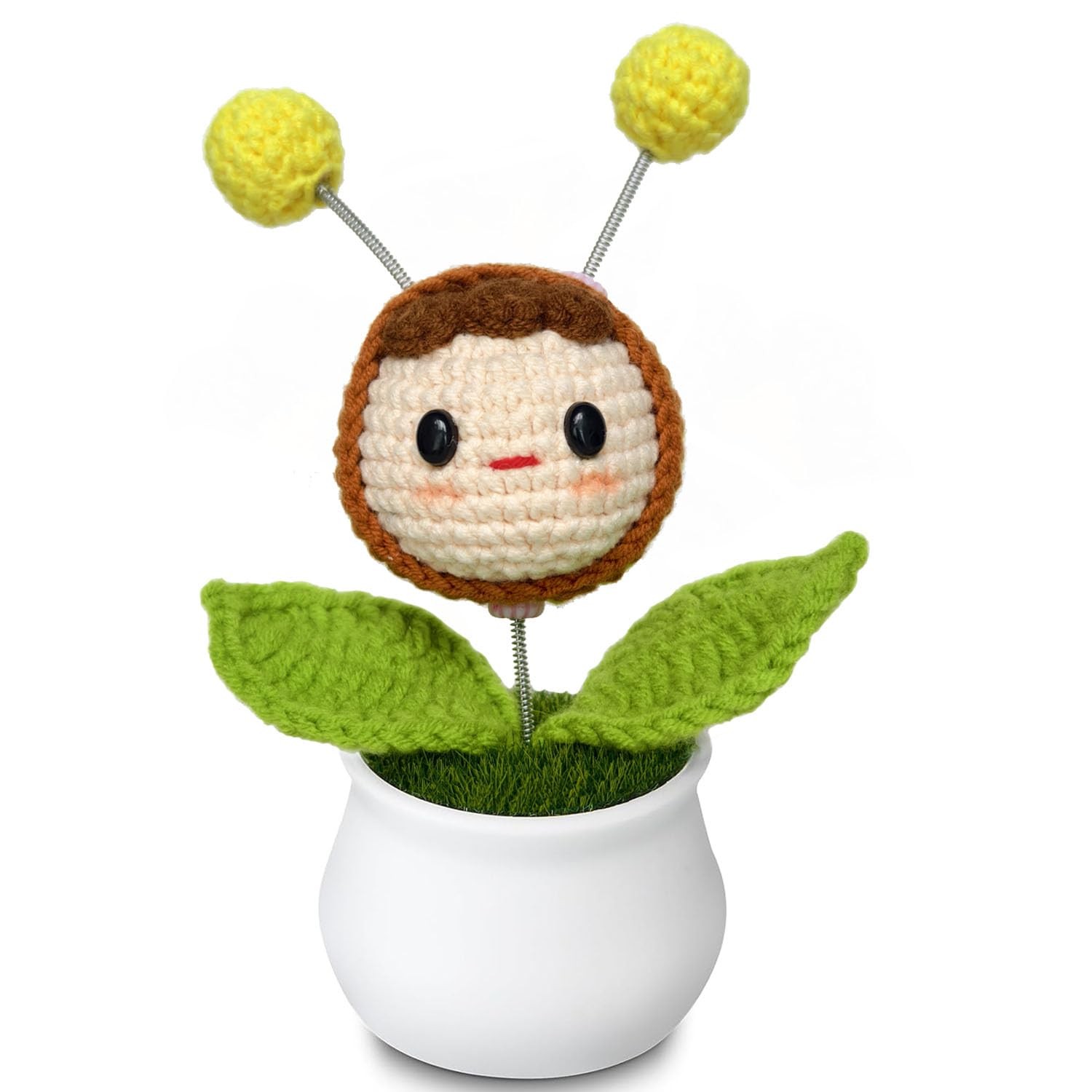 Handmade Crochet Flowers Cute Knitting Artifical Potted Flower Plants, Gift f…