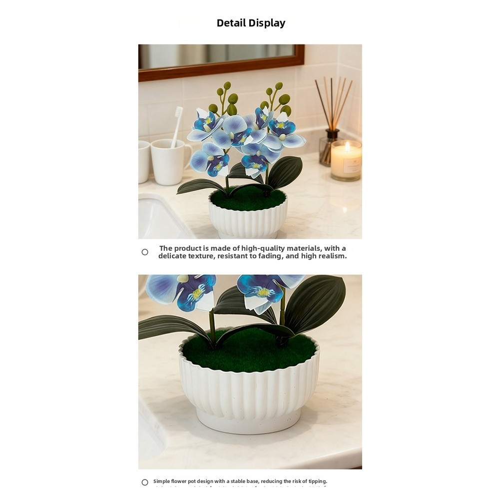 Phalaenopsis Orchid Simulation Potted Flower for Contemporary Interior Design