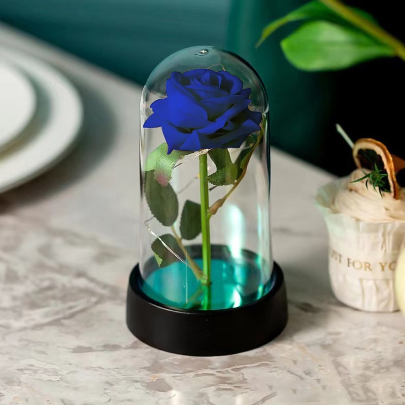 Eternal Rose LED Glass Dome Artificial Flower Romantic Gift for Her Anniversary