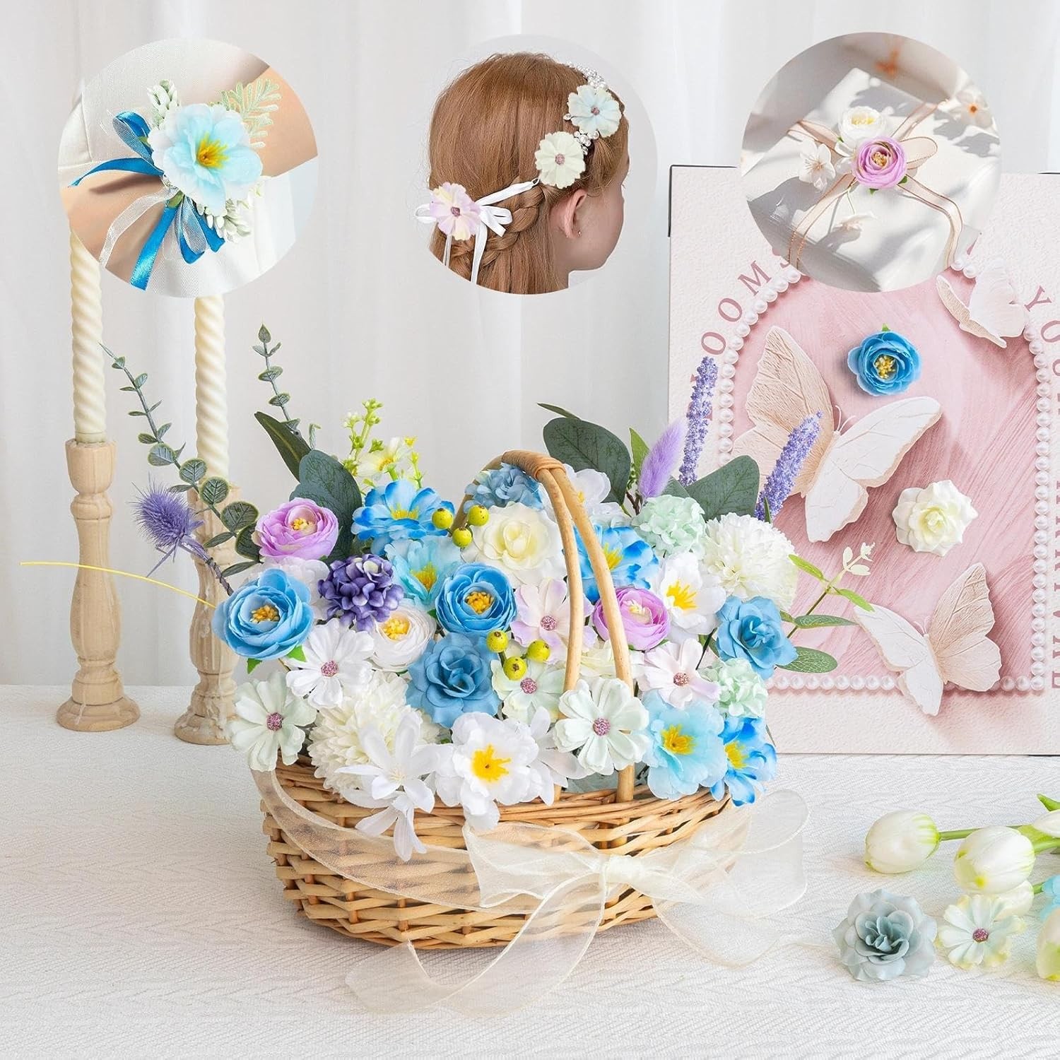 Fake Flower Heads Mini Silk Flowrs Bulk Small Flower 3D Loose Faux Daisy Rose