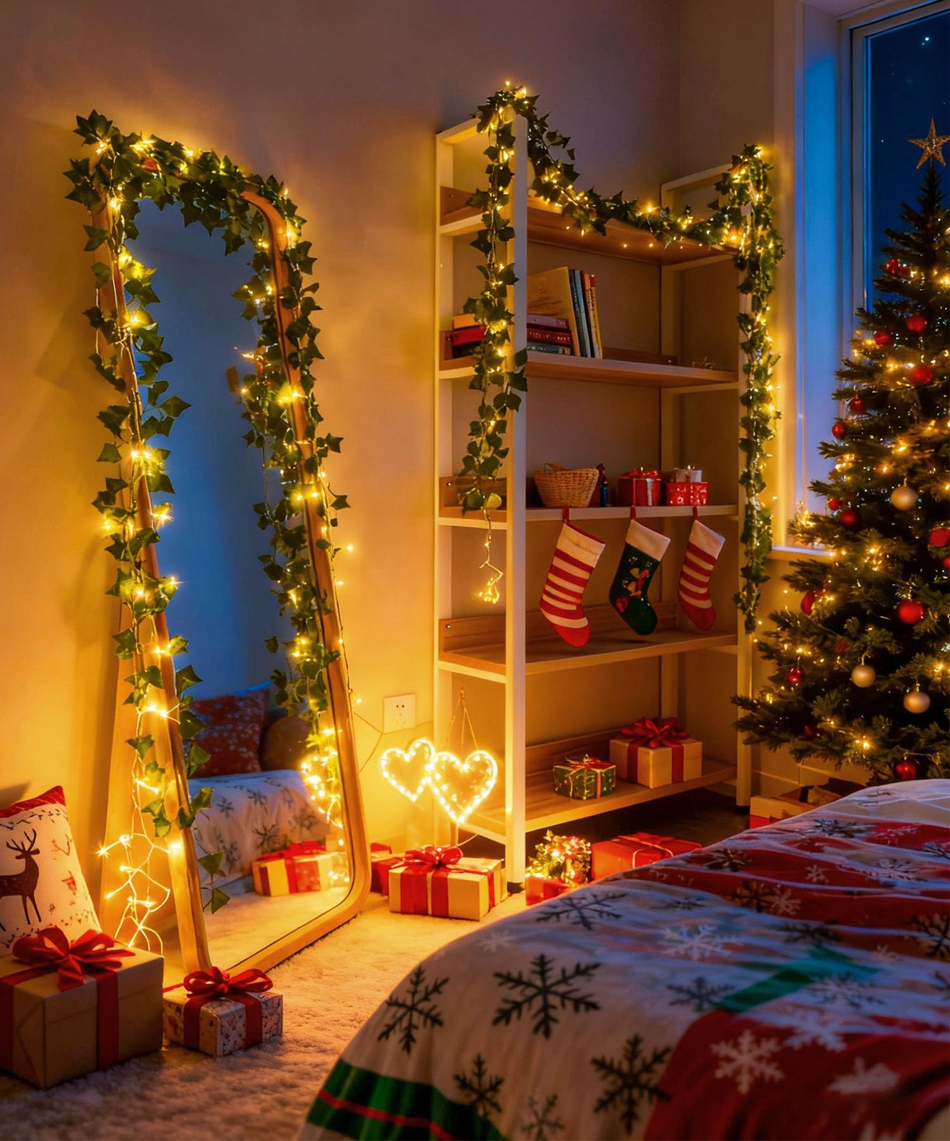 Artificial Ivy Garland 12 Pack with 80 LED Lights for Home Garden Wedding Decor