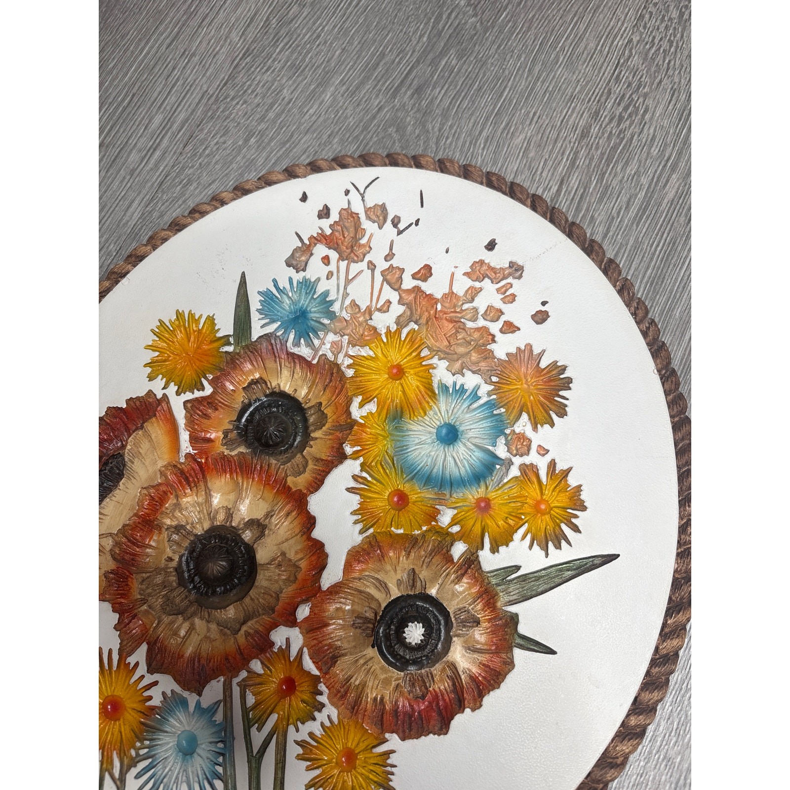 Vintage Carved Wood Floral Wildflowers Wall Art Decor Plaque Retro Cottagecore