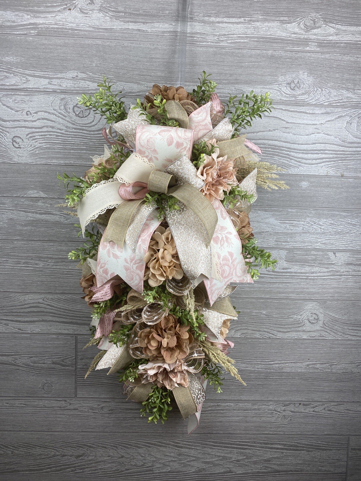 Boho Champaign Floral Wedding Flowers/ Rustic Farmhouse Swag Baby Shower Gift