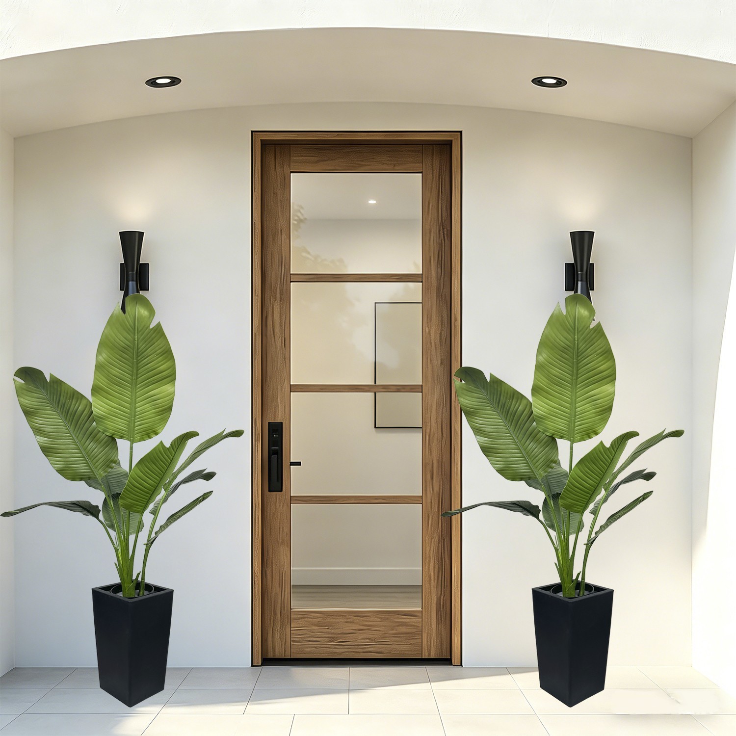 4FT Artificial Ravenna Strelitzia Bird of Paradise Plant with Tall Black Plant