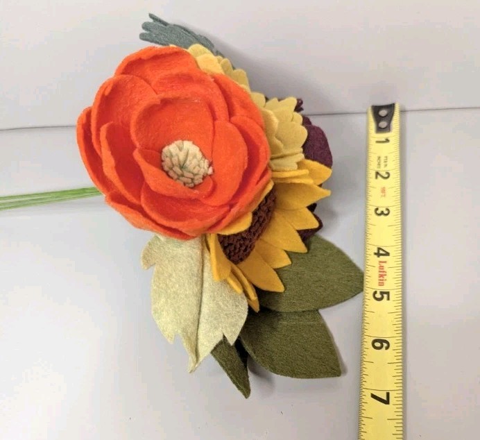 Beautiful Hand Cut Wool Blend Felt Flower Bouquet Gift Wrapped/Great Gift Idea!