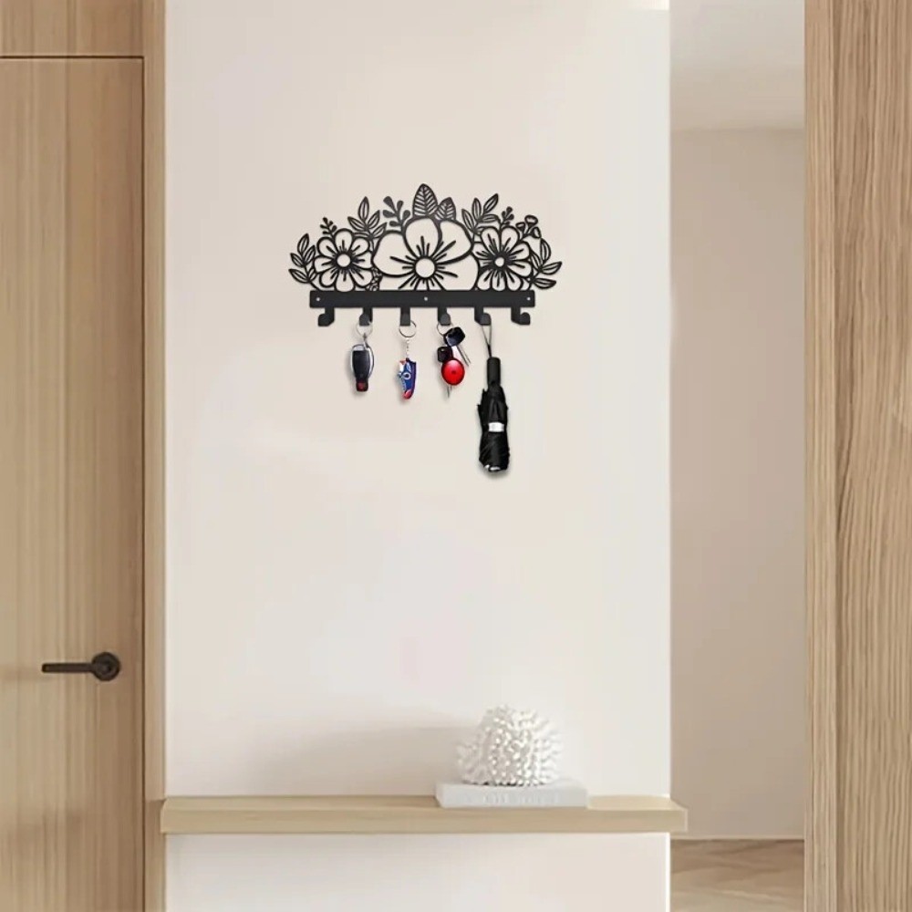 Rustic Metal Wall Mounted Coat Rack Art Hanger Hallway Decor
