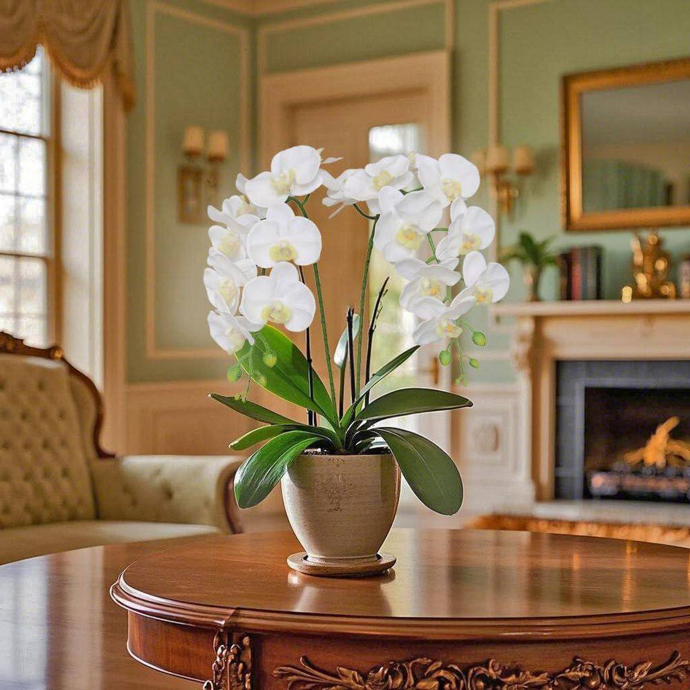 38 In. White Indoor Artificial Orchid Flower