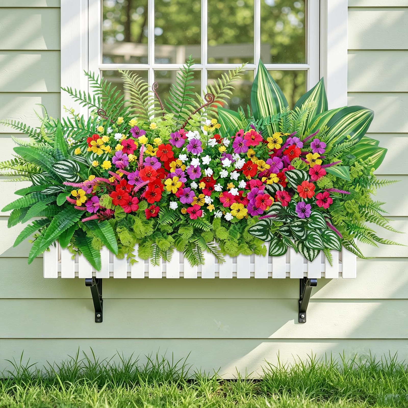 24 Bunches Artificial Plants Flowers for Outdoors UV Resistant Realistic Faux…