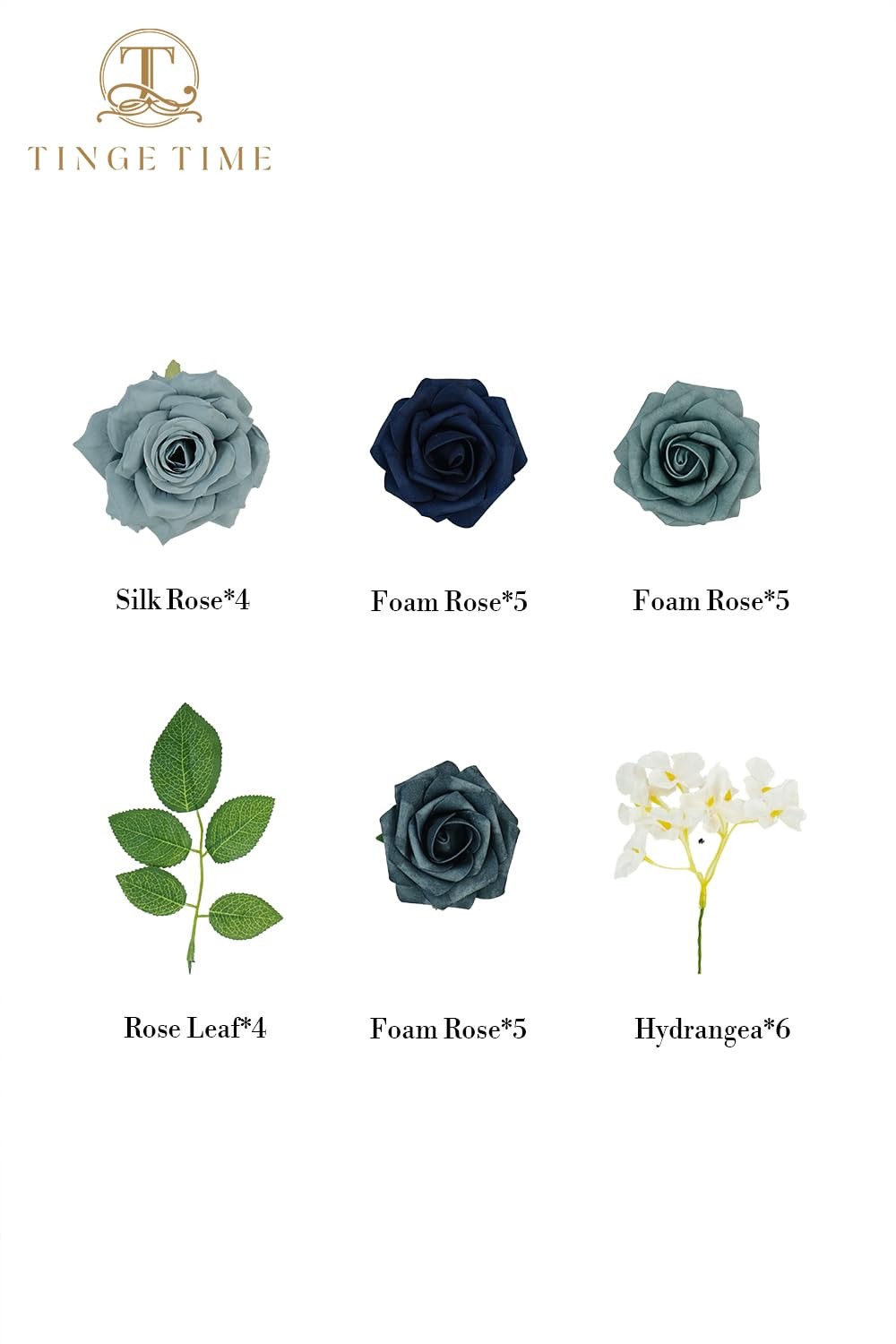 TINGE TIME Navy Blue Artificial Flowers Combo Box Set, Gradient Color Fake Flowe
