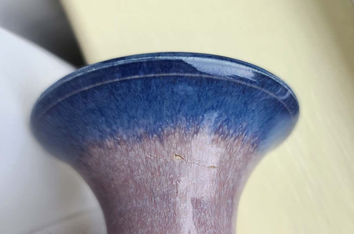 Vintage Handmade Glazed Vase for Flowers Table Window Sill Decor About 7″H x 4″W