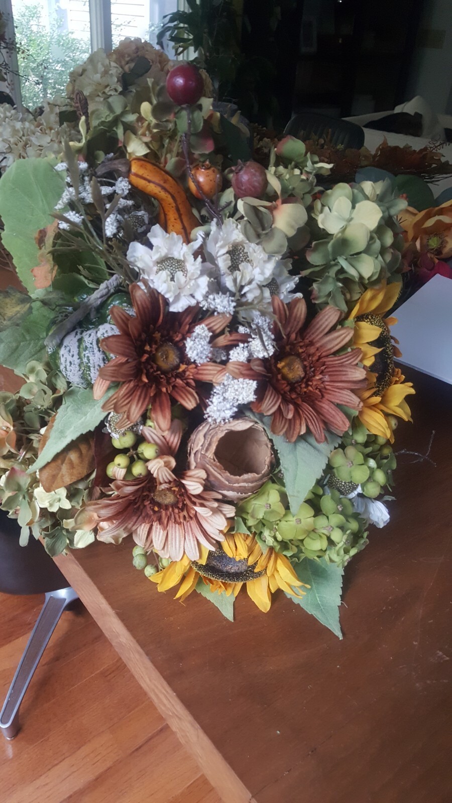 Vtg Handwoven Cornucopia Horn of Plenty Large Arrangement Centerpiece