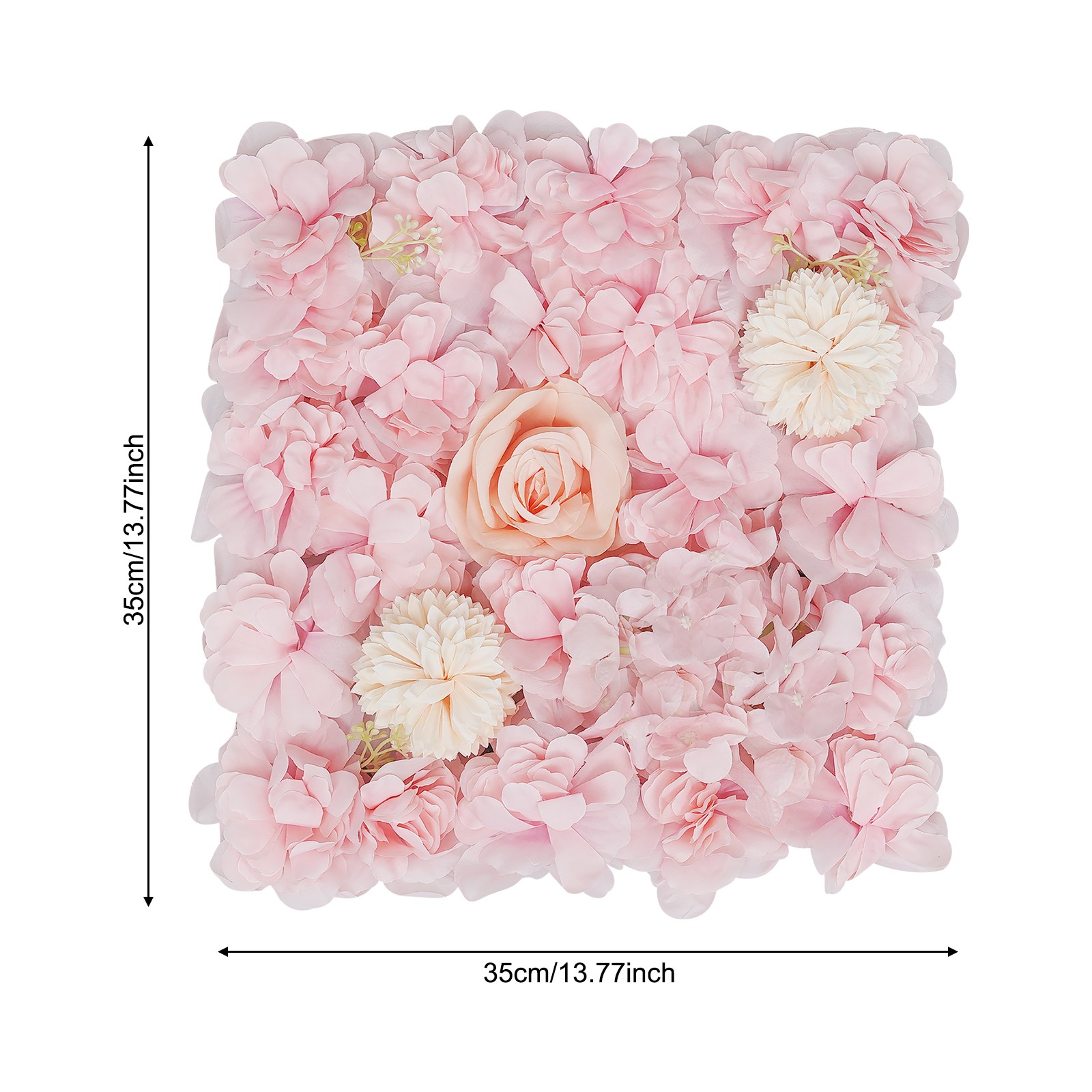 16 PCS Flower Wall Panels Light Pink Square Artificial Flowers Wall Decoration