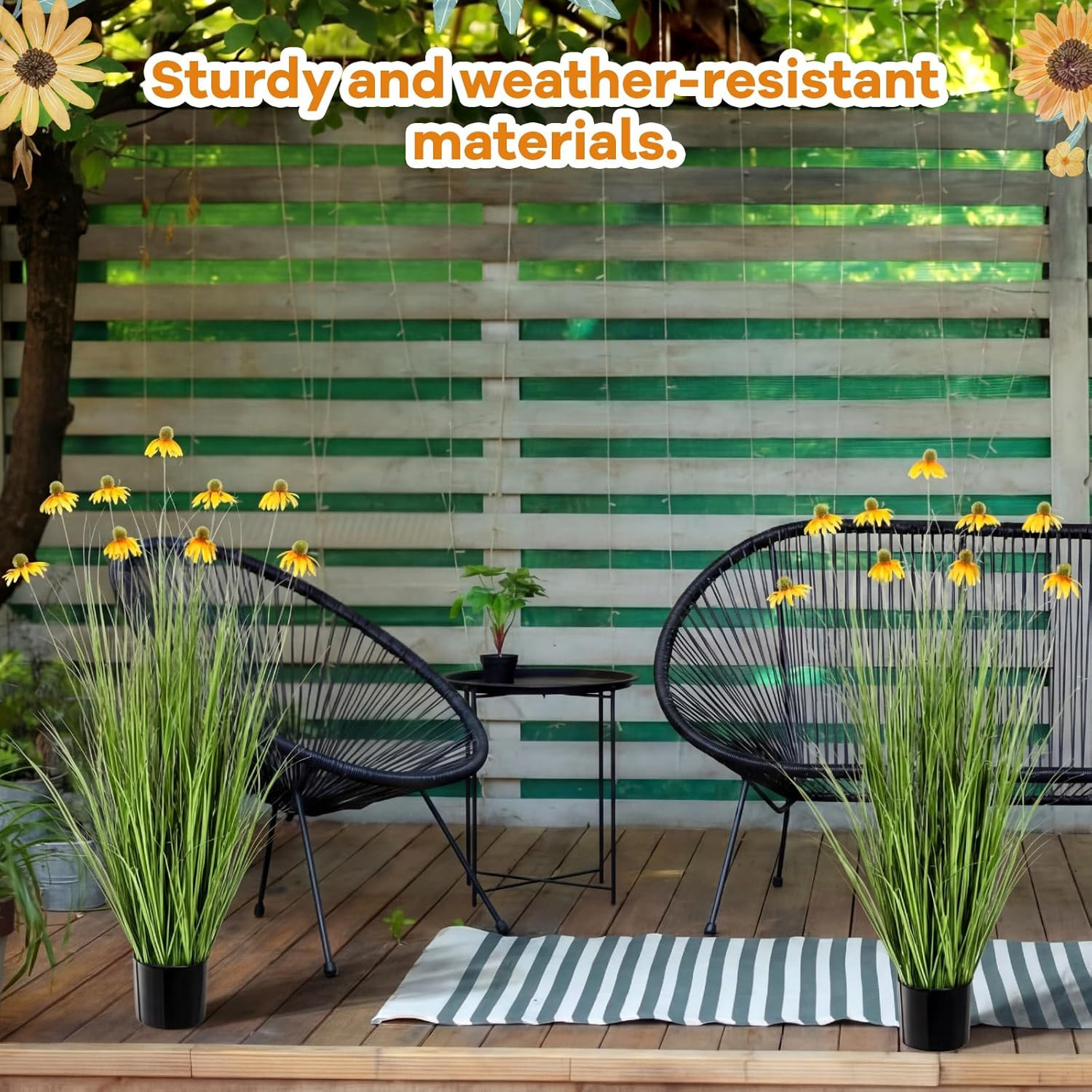 2 Pack 4Ft/47Inch Artificial Grass Plant Outdoor Artificial Greenery Grass in Po