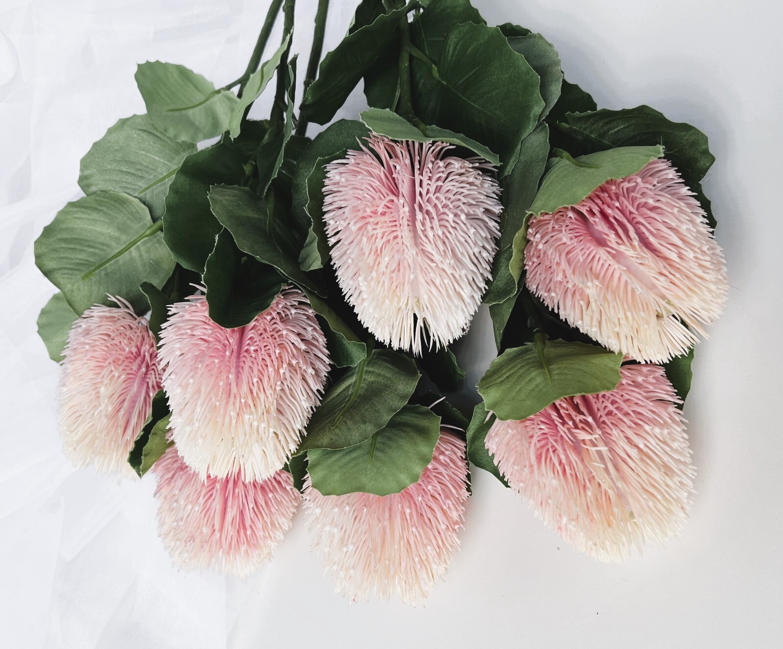 Australian Native Flower Stem Pink Banksia Bottle Brush Flowers Faux Silk x 1