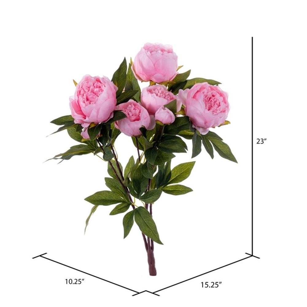Vickerman 23″ Artificial Brush Pink Peony Spray with 6 Flowers.