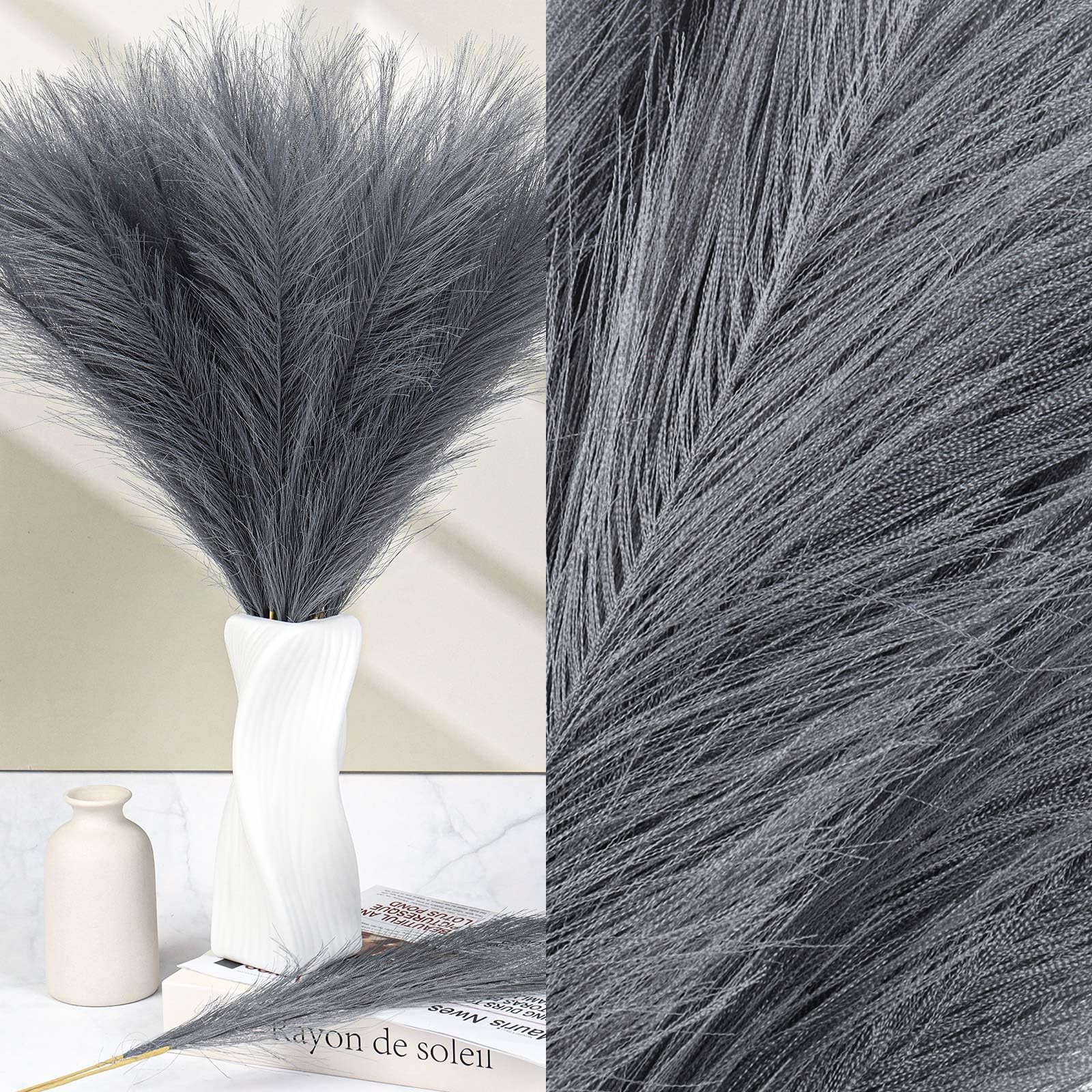 21 Inch Gray Artificial Faux Pampas Grass Small Vase Filler Decor 30 PCS