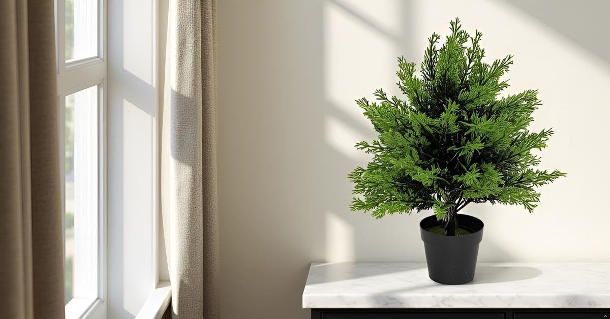 NAWEIDA Artificial Potted Small Topiary Ball Tree, 16 Inch, Indoor Outdoor UV…