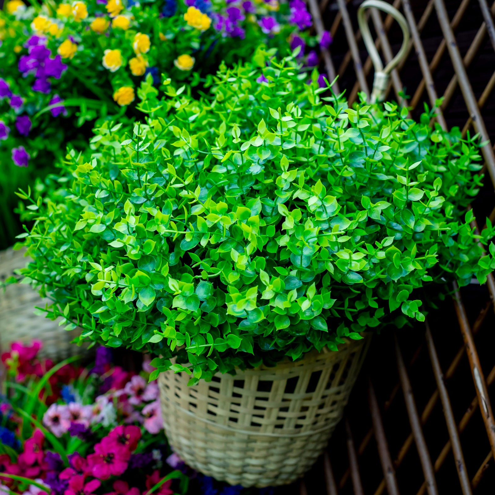 Fake Plants Flowers Outdoor Artificial Shrubs – 16 Bundles UV Resistant No Fa…