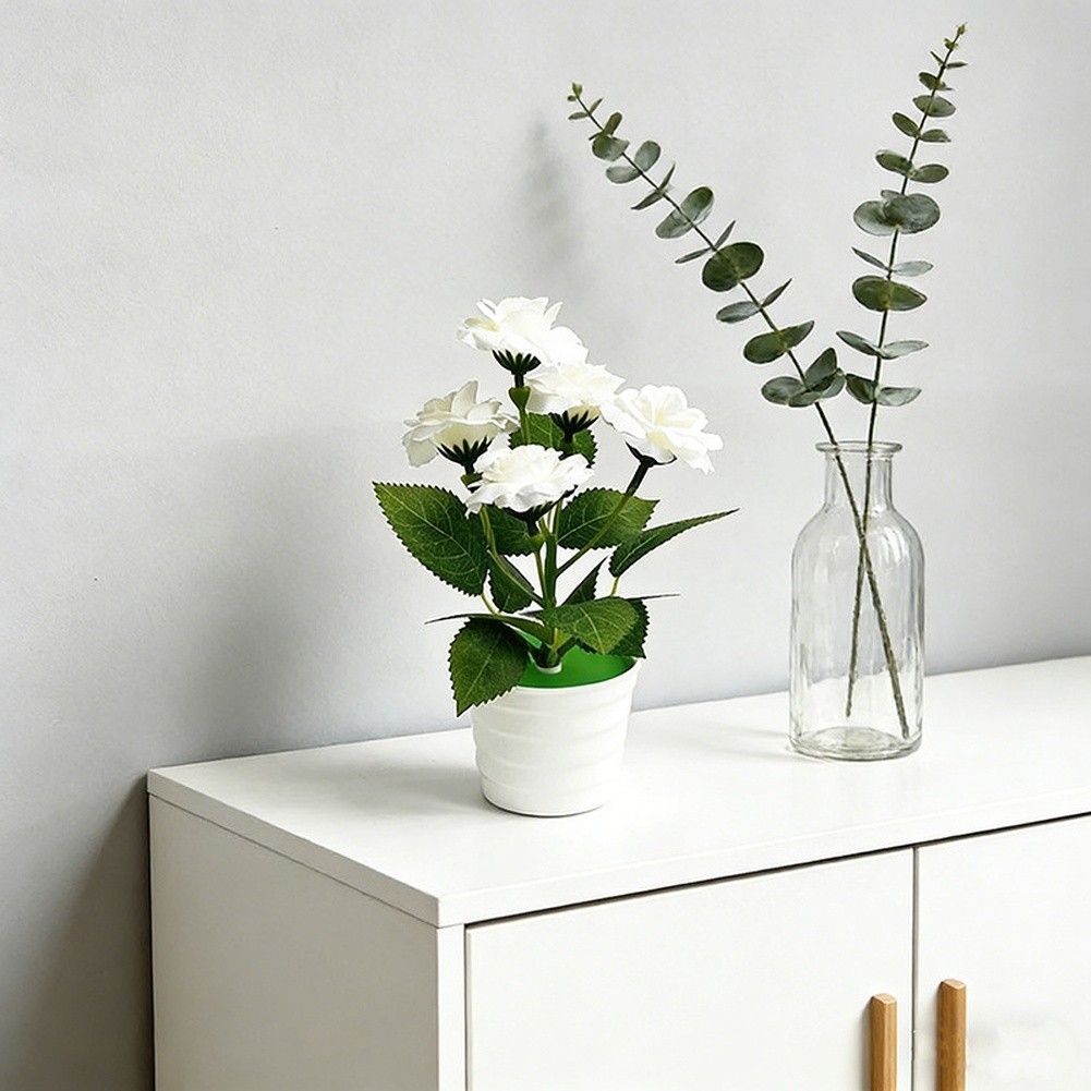 Artificial Rose Table Decor in Pot for Home Living Room Bedroom Styling
